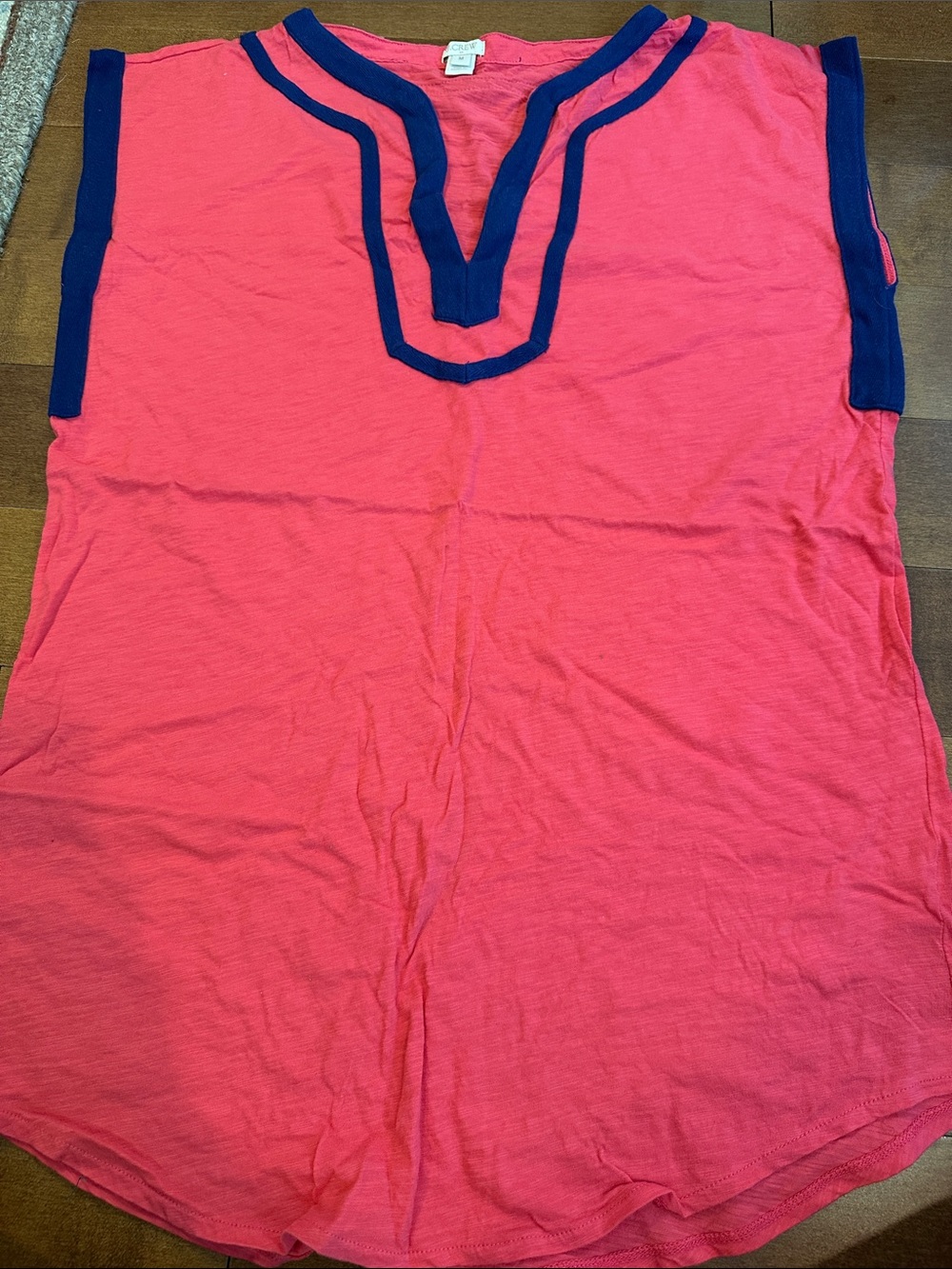 J. Crew Coral Pink Swim Coverup with Navy Trim